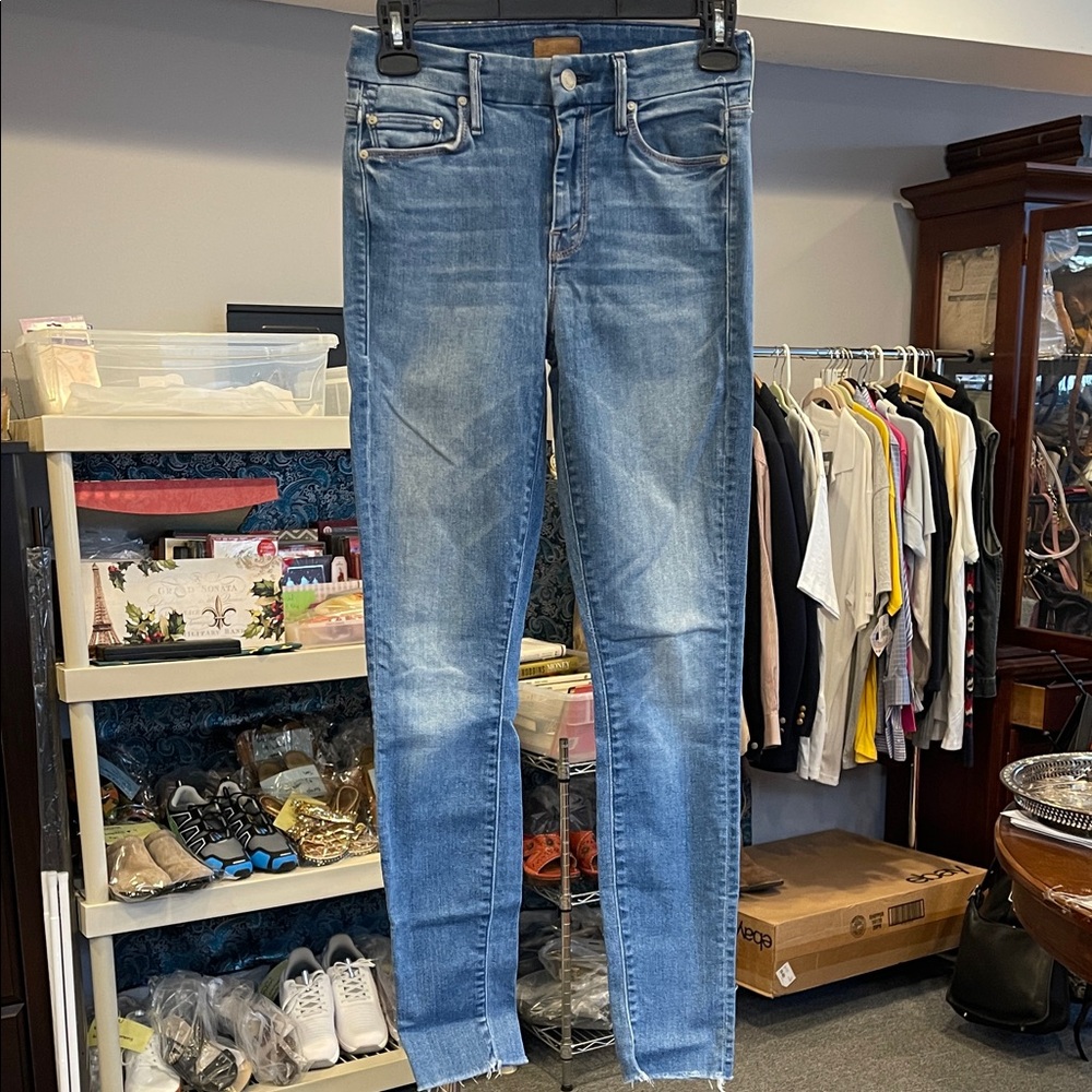 MOTHER Looker Ankle Fray Jeans 24 Birds Paradise Normcore